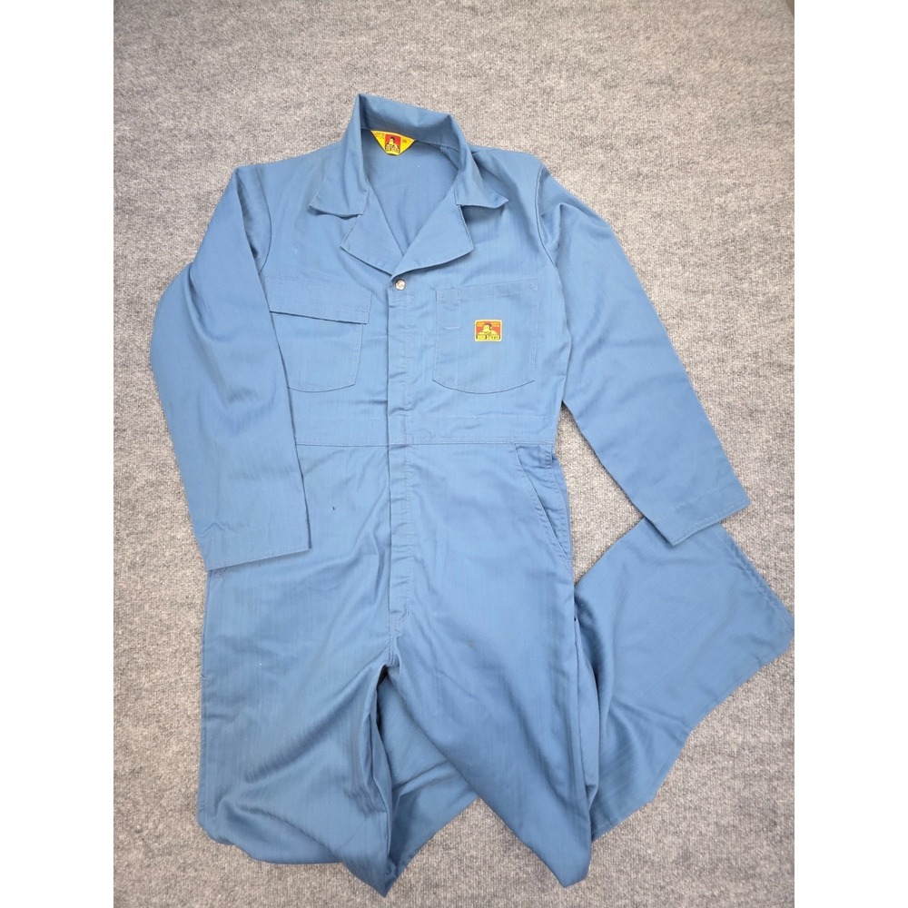 Vintage Ben Davis Coveralls Overalls 38R Blue Yellow Tag Made in USA Workwear